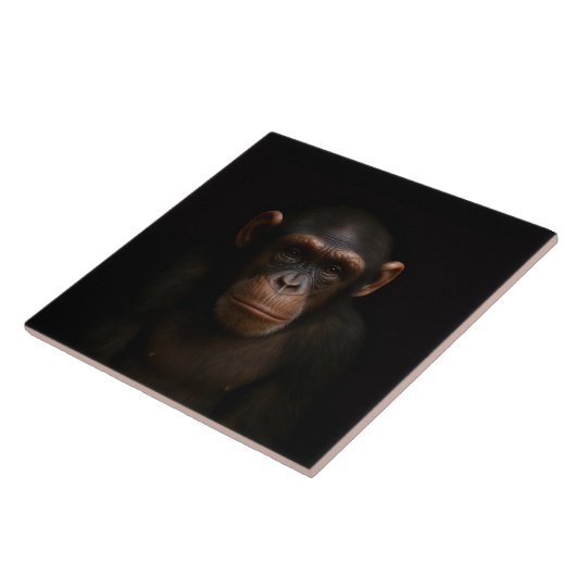 Black 4 Luxe Tile with Serene Chimpanzee タイル (側面)
