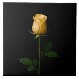 Black 4 Luxe Tile with Sunlit Yellow Rose タイル
