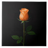 Black 4 Luxe Tile with Sunset Orange Rose タイル (正面)