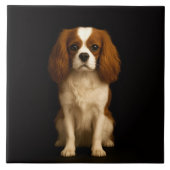 Black 4 Luxe Tile with Sweet Cavalier Spaniel タイル (正面)