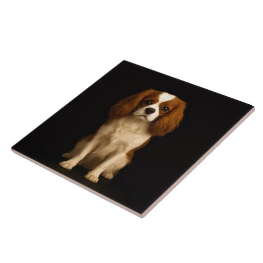 Black 4 Luxe Tile with Sweet Cavalier Spaniel タイル (側面)