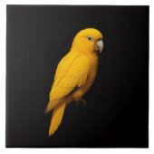 Black 4 Luxe Tile with Tropical Golden Parakeet タイル (正面)