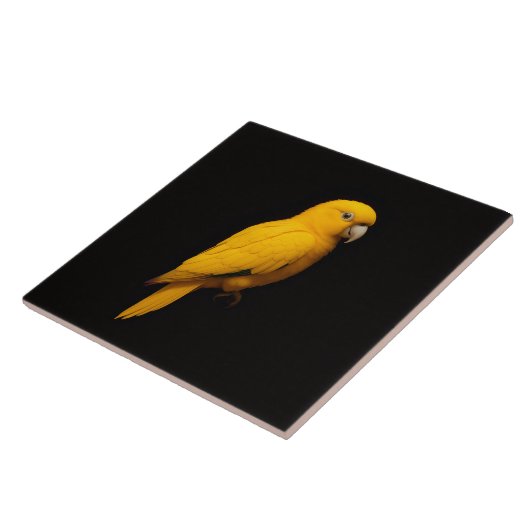 Black 4 Luxe Tile with Tropical Golden Parakeet タイル (側面)