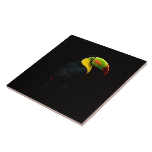 Black 4 Luxe Tile with tropical Keel Billed Tucan タイル (側面)