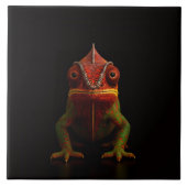 Black 4 Luxe Tile with tropical Panther Chameleon タイル (正面)