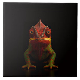 Black 4 Luxe Tile with tropical Panther Chameleon タイル