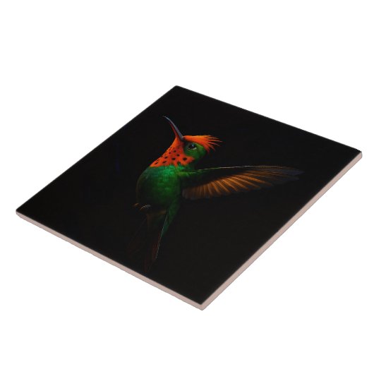 Black 4 Luxe Tile with Tufted Coquette Hummingbird タイル (側面)