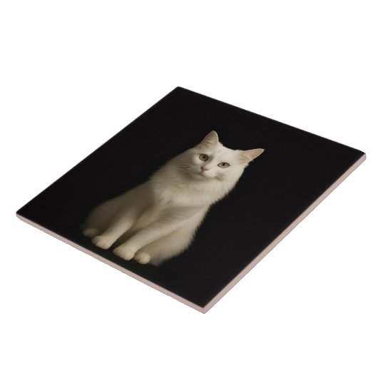 Black 4 Luxe Tile with Turkish Angora Cat タイル (側面)