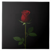 Black 4 Luxe Tile with Velvet Red Rose タイル (正面)