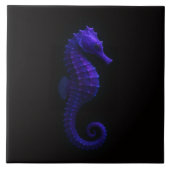 Black 4 Luxe Tile with Violet Blue Seahorse タイル (正面)
