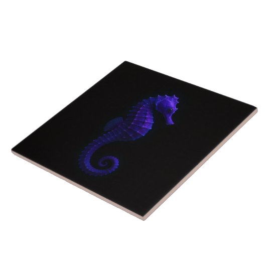 Black 4 Luxe Tile with Violet Blue Seahorse タイル (側面)