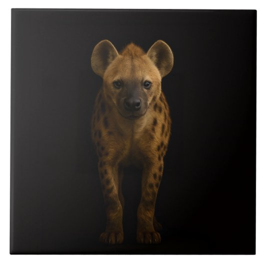 Black 4 Luxe Tile with Wild Spotted Hyena タイル (正面)