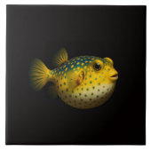 Black 4 Luxe Tile with Yellow Putterfish タイル (正面)