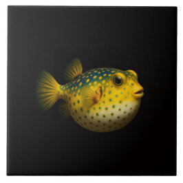 Black 4 Luxe Tile with Yellow Putterfish タイル