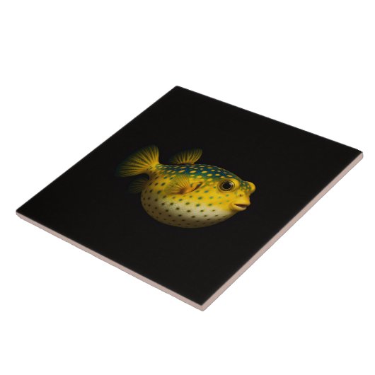 Black 4 Luxe Tile with Yellow Putterfish タイル (側面)
