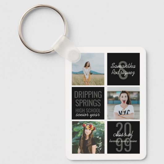 Black 4-Photo Fun Boxes Class Year Keychain キーホルダー (正面)
