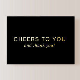 Black 50th Birthday Gold Foil Thank You Card 箔招待状
