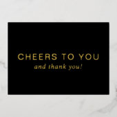 Black 50th Birthday Gold Foil Thank You Card 箔招待状 (正面)