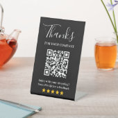 Black 5 Star Review QR Business Display 台座サイン (インサイチュ)
