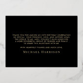 Black 60th Birthday Gold Foil Thank You Card 箔招待状 (裏面)