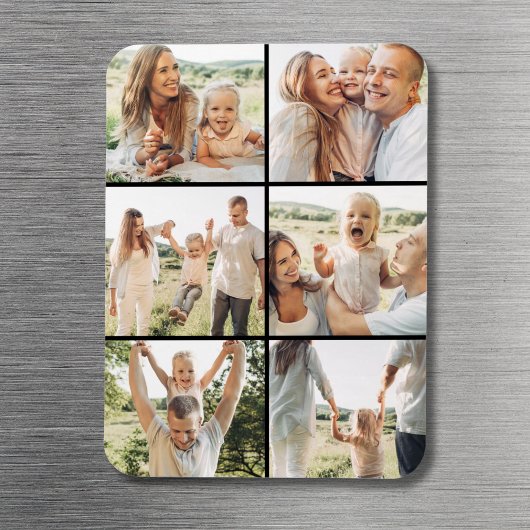 Black 6 Photo Collage Custom Modern Simple マグネット