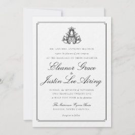 Black "A" Monogram Wedding Invitation 招待状