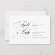 Black "A" Monogram Wedding RSVP Card
