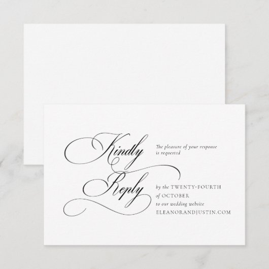 Black "A" Monogram Wedding RSVP Card (正面/裏面)