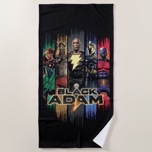 Black Adam Characters In Stripes Graphic ビーチタオル (正面)