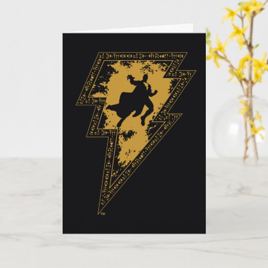 Black Adam Distressed Lightning Bolt Graphic カード (黄色い花)