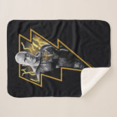 Black Adam Gray and Gold Lightning Graphic シェルパブランケット (正面(横))