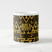 Black Adam Lightning Bolt Triangular Pattern ジャンボコーヒーマグカップ (正面)
