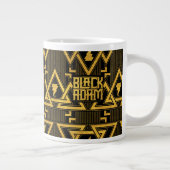 Black Adam Lightning Bolt Triangular Pattern ジャンボコーヒーマグカップ (右)
