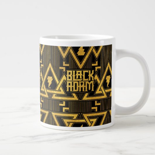 Black Adam Lightning Bolt Triangular Pattern ジャンボコーヒーマグカップ (右)