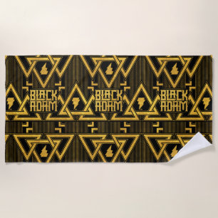 Black Adam Lightning Bolt Triangular Pattern ビーチタオル