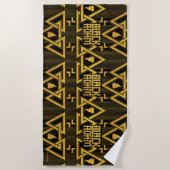 Black Adam Lightning Bolt Triangular Pattern ビーチタオル (正面)