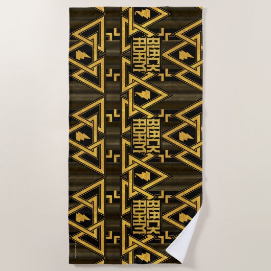Black Adam Lightning Bolt Triangular Pattern ビーチタオル (正面)