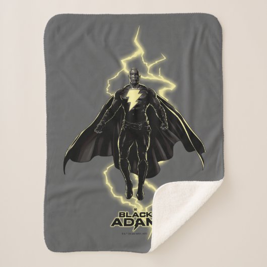Black Adam Lightning Silhouette Graphic シェルパブランケット (正面)