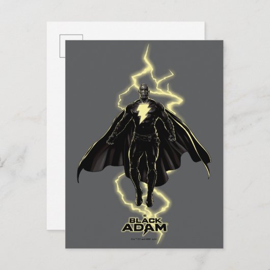 Black Adam Lightning Silhouette Graphic ポストカード (正面/裏面)