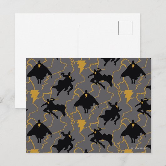 Black Adam Lightning Silhouette Pattern ポストカード (正面/裏面)