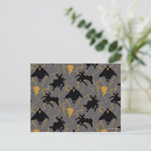 Black Adam Lightning Silhouette Pattern ポストカード (スタンド正面)