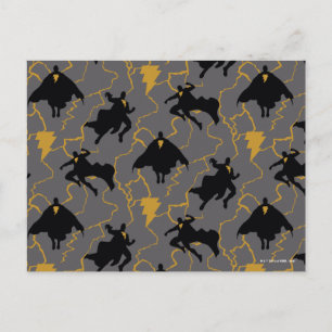 Black Adam Lightning Silhouette Pattern ポストカード