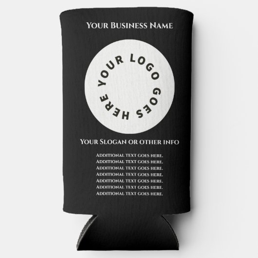 Black add your own text and logo スリム缶クーラー (正面)