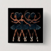Black African American Ballerina Ballet Dance Girl 缶バッジ (正面)