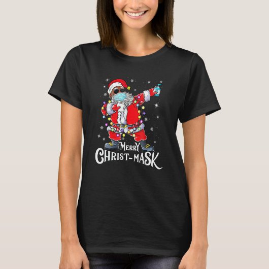 Black African American Christmas Dabbing Santa Wea Tシャツ (正面)