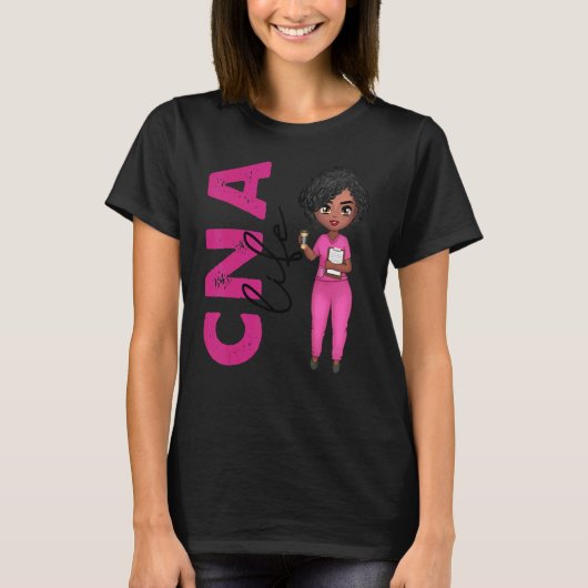 Black African American Cna Nurse  Healthcare Worke Tシャツ (正面)