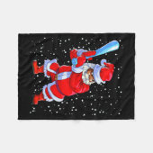 Black African American Santa Claus Baseball Afro C フリースブランケット (正面(横))