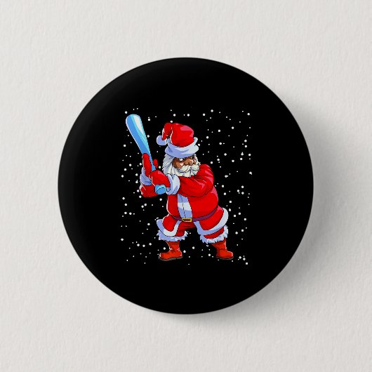 Black African American Santa Claus Baseball Afro C 缶バッジ (正面)