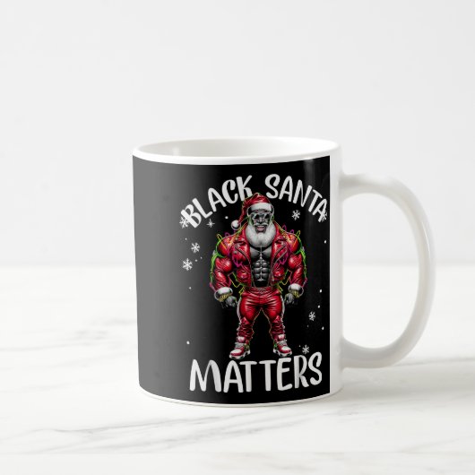 Black African American Santa Claus Christmas Pajam コーヒーマグカップ (右)
