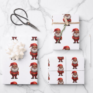 Black African American Santa Gnome Gift Wrap Paper ラッピングペーパーシート